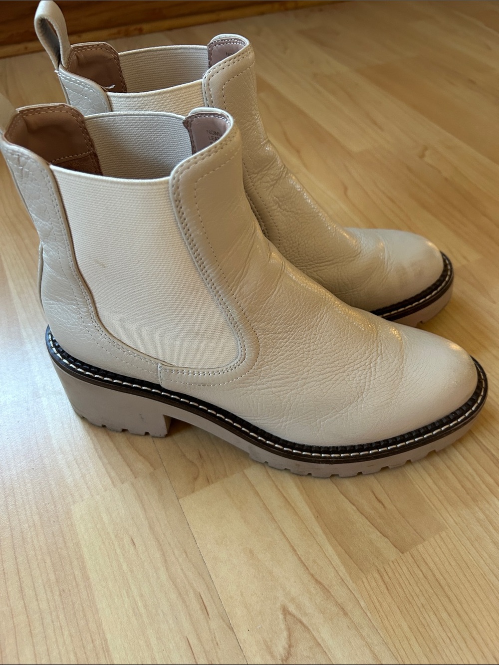Nordstrom Cream Leather Chelsea Platform Booties